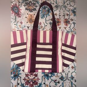 Victoria secret pink striped bag nwt